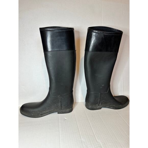Tory Burch Authentic Logo Black Rainboots Size 8 - Picture 5 of 12